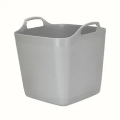 Panier souple carré coloris gris en plastique - 40 L