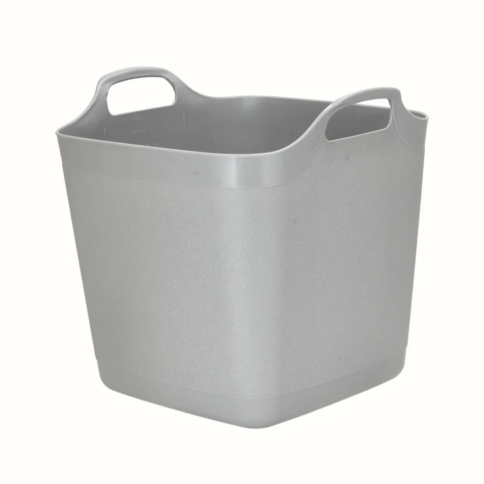 Panier souple carré coloris gris en plastique - 40 L