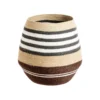 Panière rayée naturel/marron/blanc à base rétrécie en osier grand modèle - Ø 45 x H 44 cm