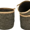 Panière ronde en jute coloris noir naturel moyen modèle - Ø 30 x H 30 cm