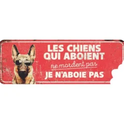 Panneau d'avertissement berger allemand coloris rouge en métal galvanisé D&D Home - 40 x 13 x 0,3 cm