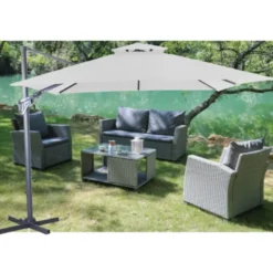 Parasol déporté carré coloris écru - 300 x 300 cm