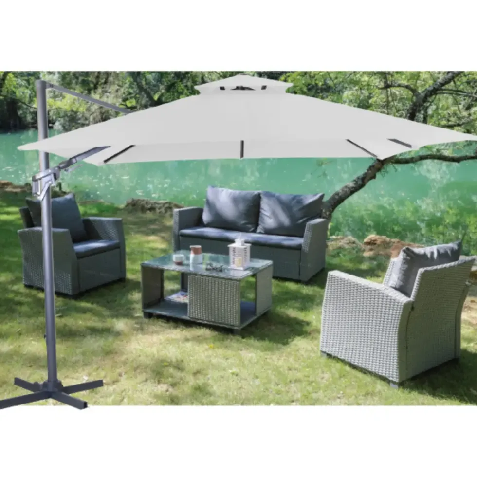 Parasol déporté carré coloris écru - 300 x 300 cm