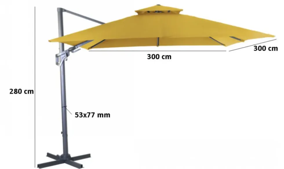 Parasol déporté carré en aluminium coloris gris - 300 x 300 cm
