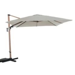 Parasol déporté carré en aluminium coloris écru - 300 x 300 cm