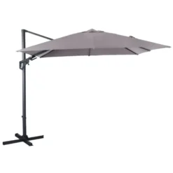 Parasol déporté carré en aluminium coloris écru - 300 x 300 cm