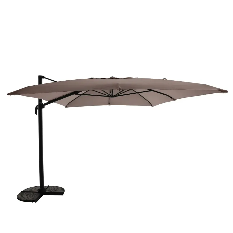 Parasol déporté rectangulaire en aluminium coloris beige - 400 x 300 cm