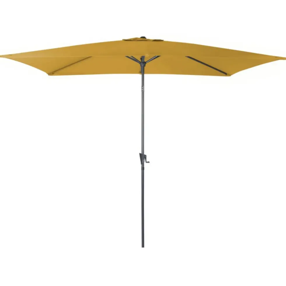 Parasol droit rectanguaire en aluminium coloris jaune curry - 300 x 200 cm
