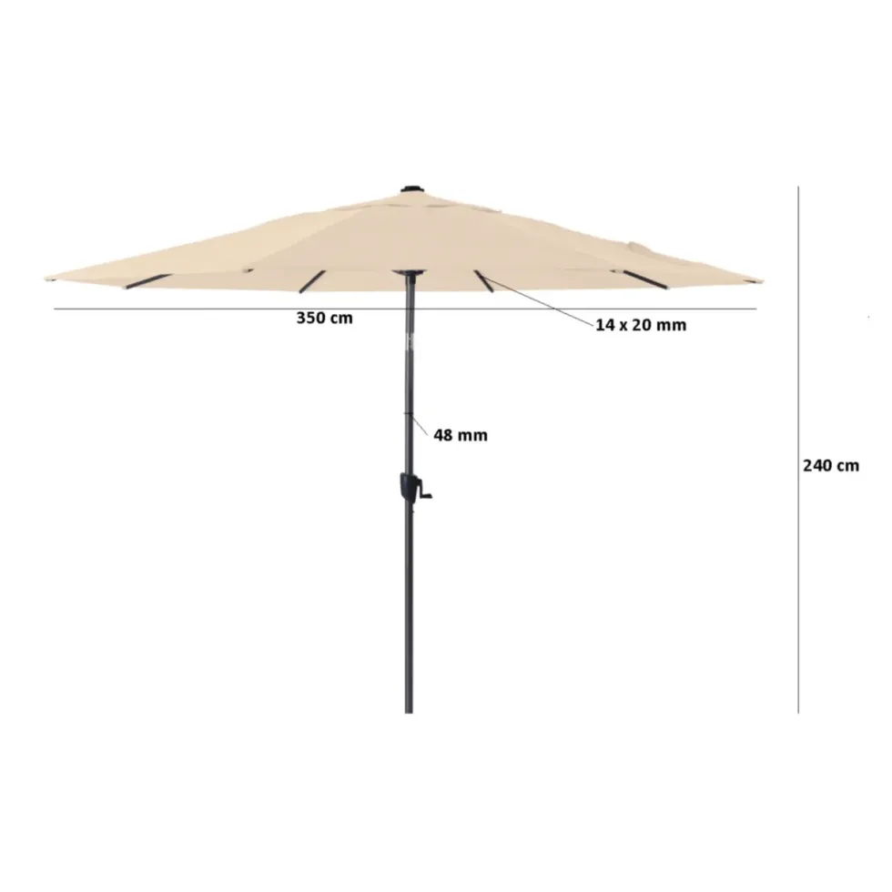 Parasol droit rond en aluminium coloris gris - Ø 350 cm