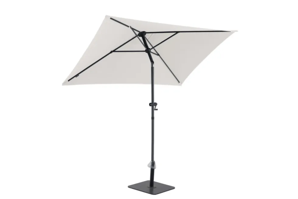 Parasol rectangulaire à manivelle en aluminium - 210 x 150 cm