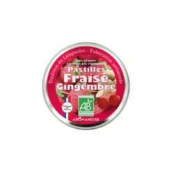 Pastilles fraise gingembre. La boîte de 45 g