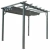 Pergola avec toile d'ombrage coloris gris en aluminium - 4 x 3 m