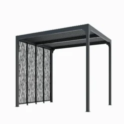 Pergola bioclimatique coloris gris en aluminium - 3,6 x 3 m