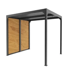 Pergola bioclimatique coloris gris en aluminium - 3,6 x 3 m