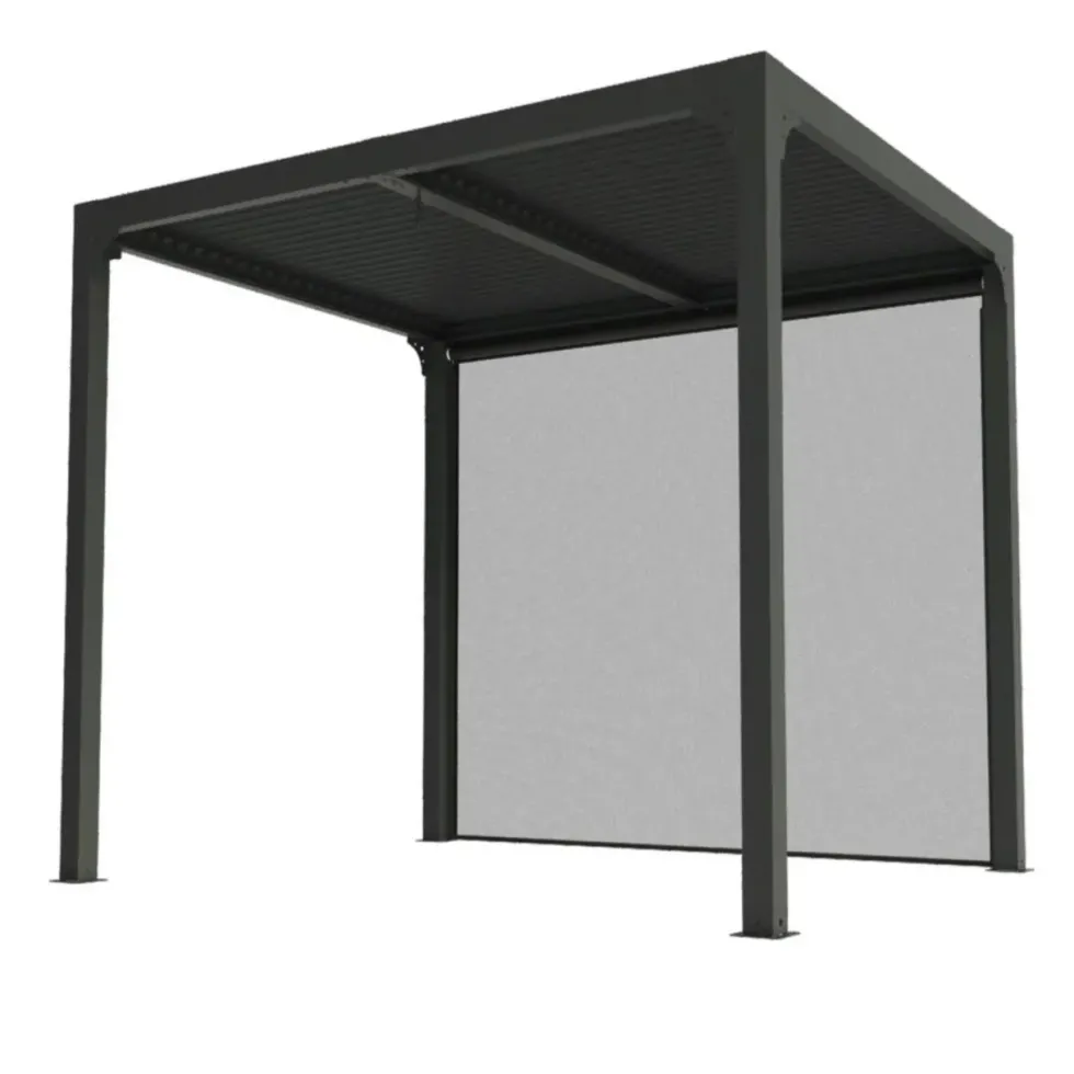 Pergola bioclimatique coloris gris en aluminium - 2,4 x 3 m