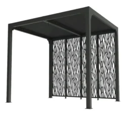 Pergola bioclimatique coloris gris en aluminium - 2,4 x 3 m