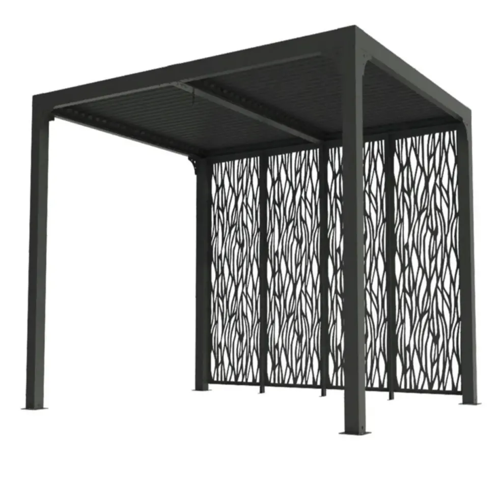 Pergola bioclimatique coloris gris en aluminium - 2,4 x 3 m