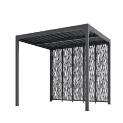 Pergola bioclimatique coloris gris en aluminium - 3,6 x 3 m