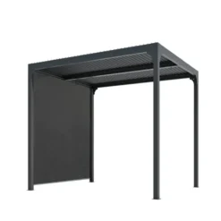 Pergola bioclimatique coloris gris en aluminium - 3,6 x 3 m