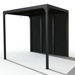 Pergola bioclimatique coloris gris en aluminium - 3,6 x 3 m