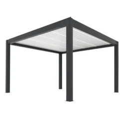 Pergola Summer autoportée motorisée coloris gris en aluminium - 4 x 4 m