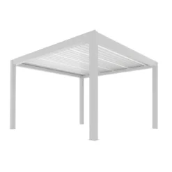 Pergola Summer autoportée motorisée coloris blanc en aluminium - 4 x 4 m
