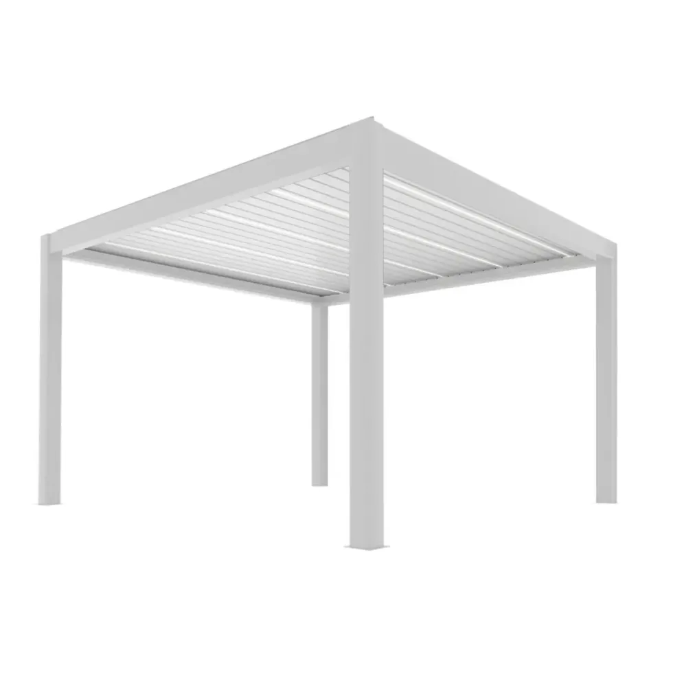 Pergola Summer autoportée motorisée coloris blanc en aluminium - 4 x 4 m