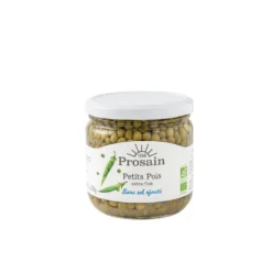 Petits pois extra fins bio hyposodés en bocal de 345 g