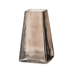 Petit vase carré en verre fumé gris – Ø 10 x H 17 cm