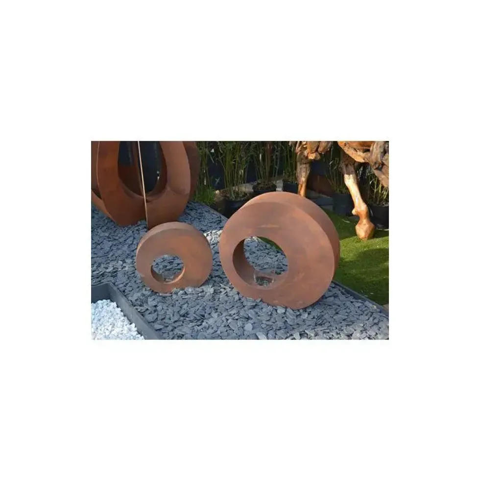 Photophore bulle en métal effet rouille coloris marron 60 cm
