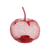 Photophore forme tomate en métal rouge grillagé - Ø 12 x H 19 cm