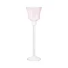 Photophore forme tulipe en verre rose - Ø 8,5 x H 28 cm