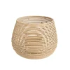 Photophore lignes coloris beige en métal - 10,5 x 10,5 x 8,5 cm