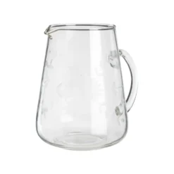 Pichet en verre transparent avec fleurs gravées - Ø 19,5 x H 20,5 cm