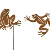 Pique de jardin grenouille coloris marron en fer - 33 x 0,5 cm