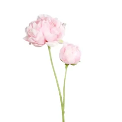 Pivoine artificielle rose vif avec 1 fleur et 1 bouton - 67 cm