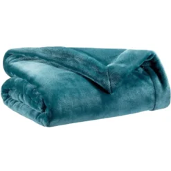 Plaid Tender coloris bleu paon - 150 x 200 cm