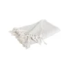 Plaid uni en chenille coton beige et gris - 170 x 130 cm