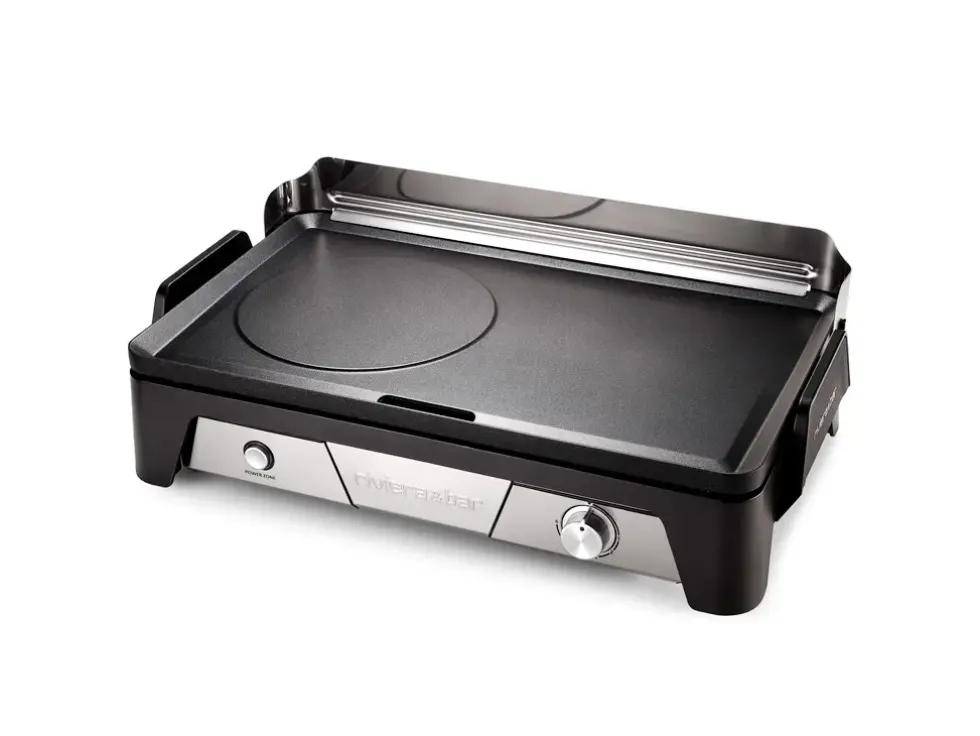 Plancha électrique Cook&Serve coloris noir en inox satiné Riviera & Bar 2040 W - 57,5 x 20 x 37 cm