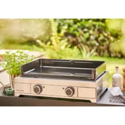 Plancha électrique en inox et fonte émaillée Forge Adour Modern E 60 - 65,5 x 54,5 x 23,8 cm