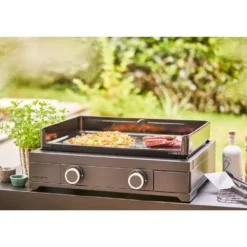 Plancha Modern gaz 60 coloris noir en acier Forge Adour - 65,5 x 57,3 x 23,8 cm