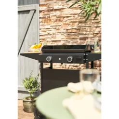 Plancha Origin au gaz 60 pour 8 à 10 personnes coloris noir en acier 5000 W Forge Adour Origin - 60,7 x 54,6 x 24 cm