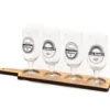 Planche avec 4 verres coloris transparent en verre et bois - 10 x 21 x 50 cm