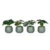Plante verte artificielle en pot céramique vert - 15 cm