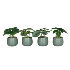 Plante verte artificielle en pot céramique vert - 15 cm