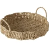 Plateau cordé en papier naturel et fer laqué Wavy - Ø 30 x H 11 cm