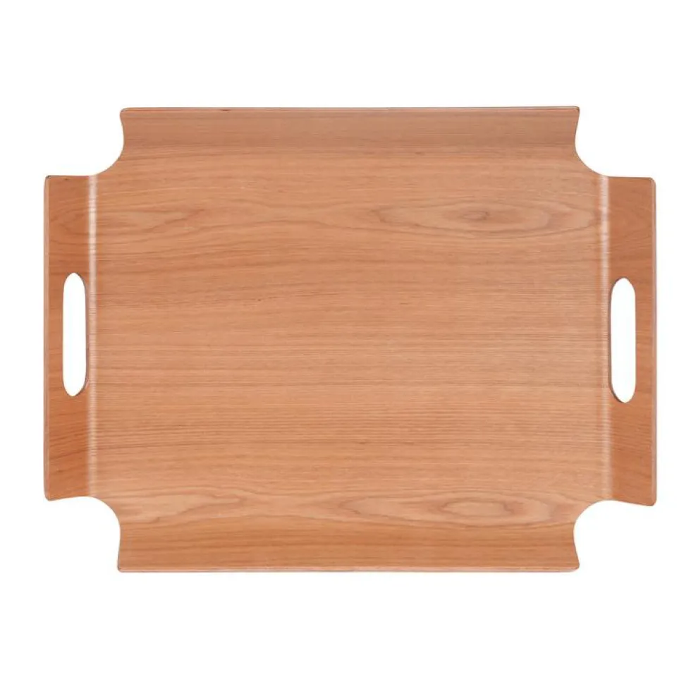 Plateau "no angle" coloris marron en bois de bambou - 44 x 33 cm