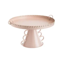 Plat sur pied en métal et fils d’acier nude mat - Ø 30,5 x H 17,5 cm