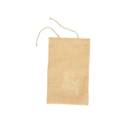 Pochette cadeau en jute décor Père Noël blanc - 25 x 40 cm