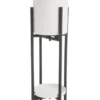 Porte plante double rond coloris blanc en métal - 23 x 23 x 72 cm